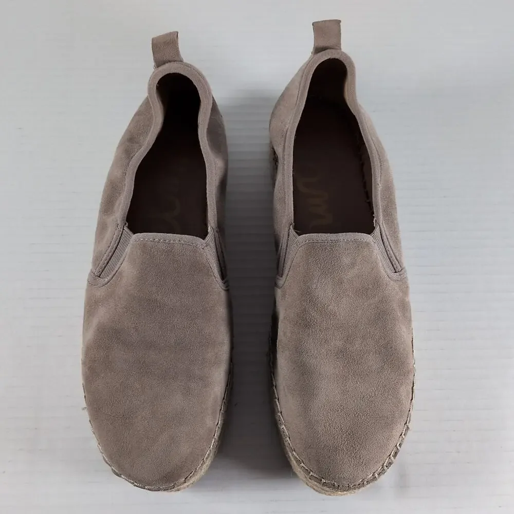Sam Edelman Carrin Espadrille Shoes Womens 9 Taupe Putty Suede Slip On Platform